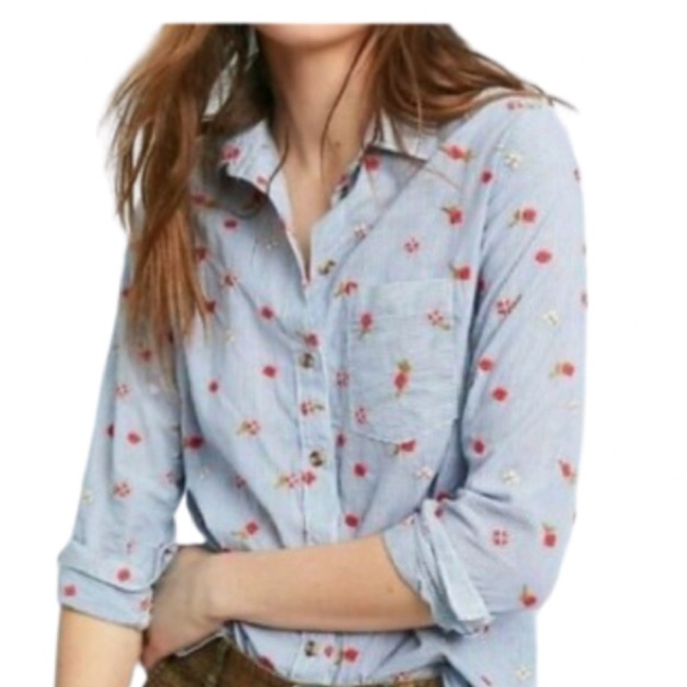 Anthropologie Maeve Agda Embroidered
Button Down Shirt Size 0 NWT